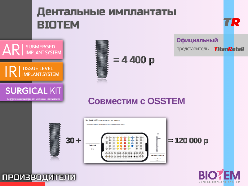 Дентальные имплантаты BIOTEM (официальный представитель) - TitanRetail