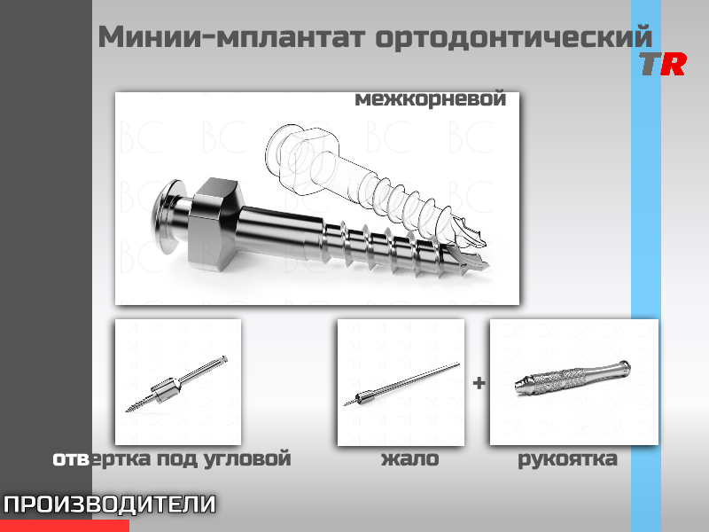 Мини-имплантат ортодонтический межкорневой для установки в области альвеолярного отростка Endocarbon - TitanRetail