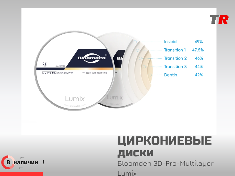 Циркониевый диск Bloomden 3D Pro Multilayer LUMIX — современное решение для CAD/CAM‑стоматологии  - TitanRetail